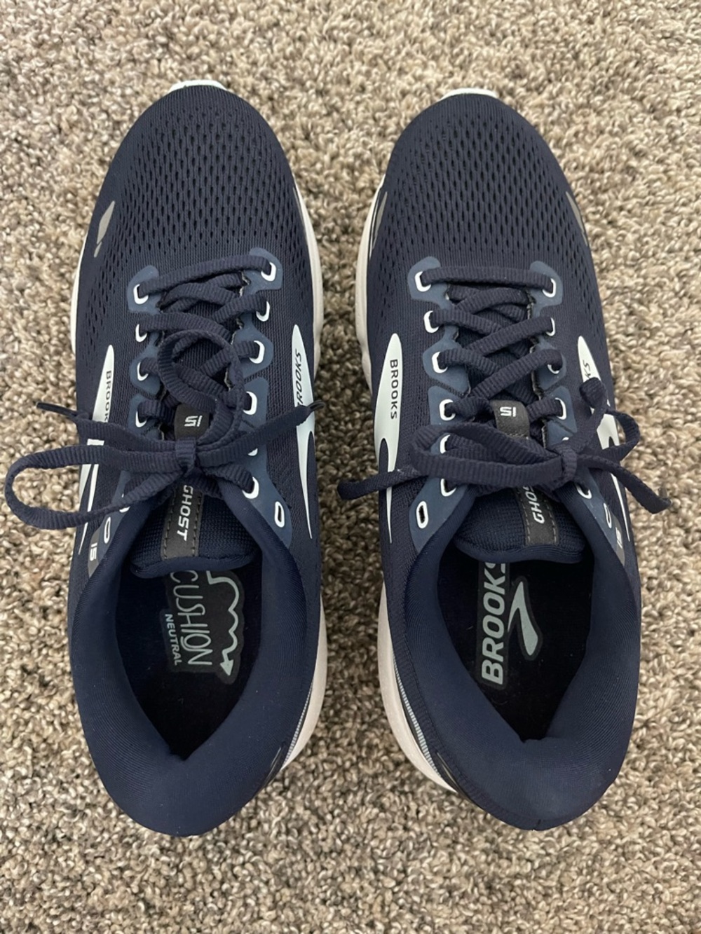 Women’s Brooks Ghost 15 Running Shoes Navy Blue White Size 9.5 Wide - Picture 5 of 8